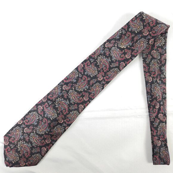 John Henry Other - John Henry Black Paisley Silk Mens Tie 57.5" x 3.5" Made in the USA